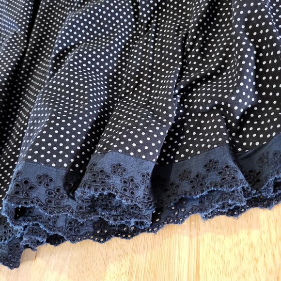 Cato 100% Cotton Size 10 Black Polka Dot A-line Knee Length Skirt Side Zip - Picture 3 of 4
